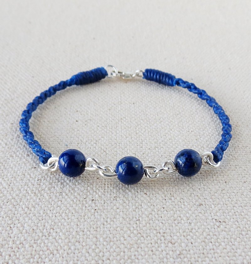 [Opium poppy ﹞ ﹝ love ‧] silver chain**fashion "Lucky Pledge" wax line silk lapis lazuli bracelet [9]**four strands attached gift [edited] - Bracelets - Gemstone 