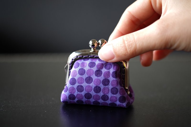 CaCa Crafts | Tiny Kisslock Purse - Purple Polka Dots - Coin Purses - Other Materials 