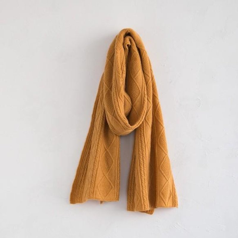カシミヤアラン模様マフラー 山吹色 - 圍巾/披肩 - 其他材質 