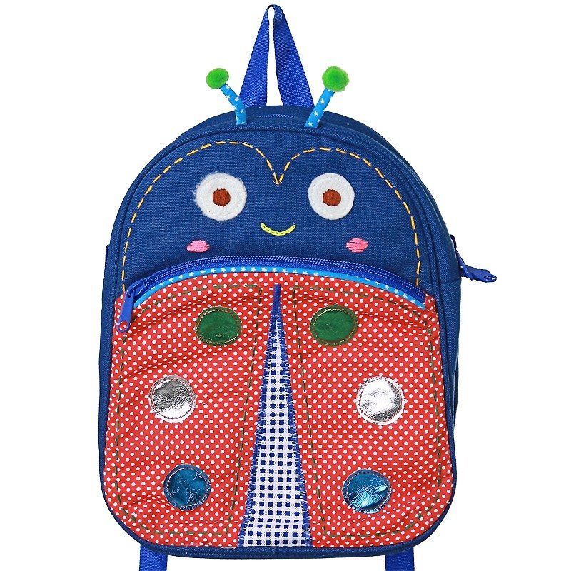 Ginger boy - Qingzang Blue Dimple Smiley Ladybug Backpack - กระเป๋าสะพาย - ผ้าฝ้าย/ผ้าลินิน หลากหลายสี