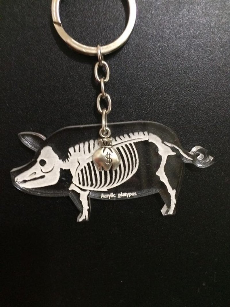 Lectra Duck⇝HAPPY Pig (Bone Series)⇜Necklace/Key Ring - Necklaces - Acrylic Transparent