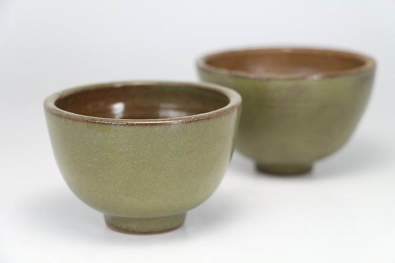 Green tea cup pottery--handmade--handmade--casting--glazed - Clay - ถ้วย - ดินเผา สีเขียว