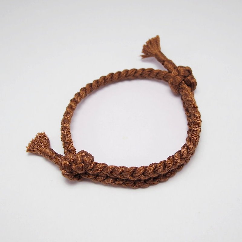 [MUCHU Mu Orange] Make a wish. Wishing woven bracelet / hand rope (801) - Bracelets - Cotton & Hemp Brown