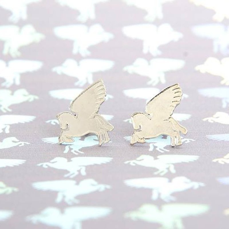 Pegasus stud earrings, Little Pegasus earrings - Earrings & Clip-ons - Other Metals 