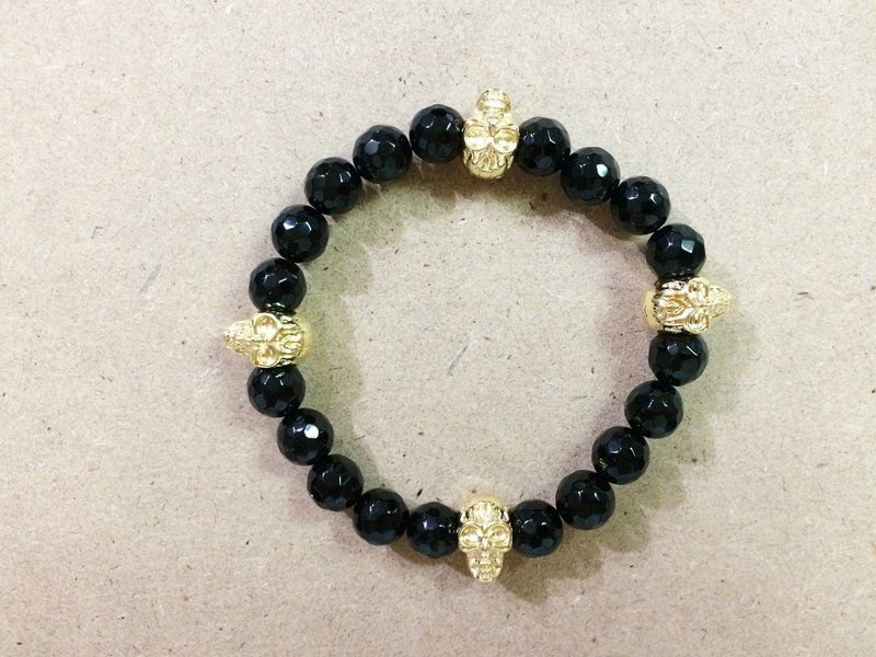 Square Skull Ore Bracelet - สร้อยข้อมือ - วัสดุอื่นๆ สีดำ