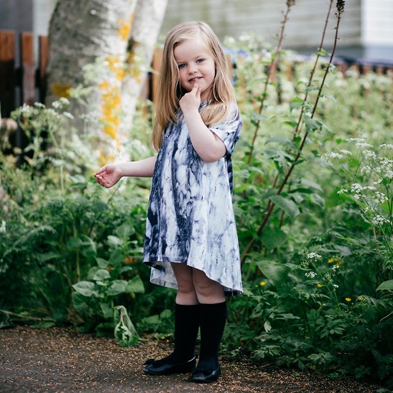 Mói Kids Iceland Organic Cotton Girls Dress 1-8 Years Old Glacier Color - ชุดเด็ก - ผ้าฝ้าย/ผ้าลินิน สีดำ