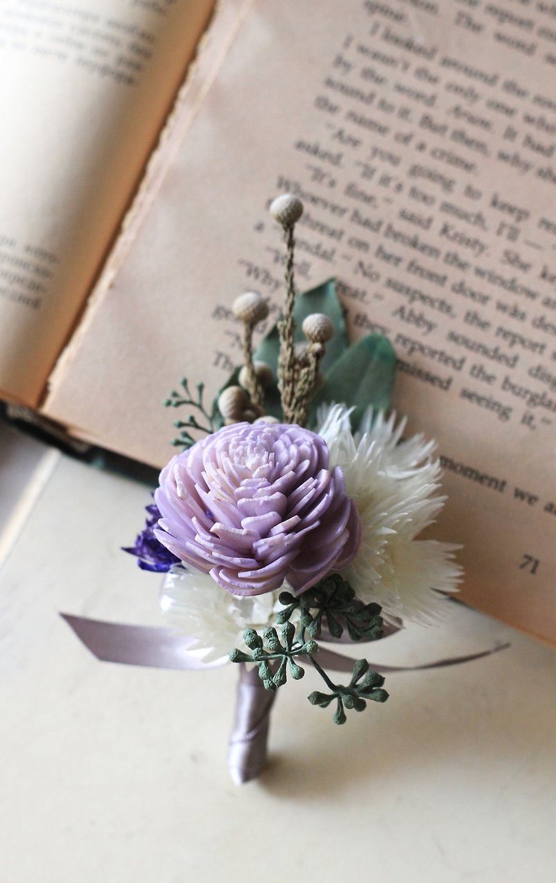 Handmade Corsage [Dry Flower Series] Sun Rose (Purple) - Brooches - Plants & Flowers Purple