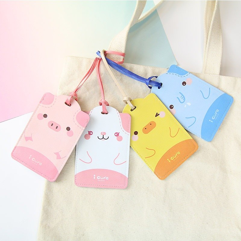 i card Universal Card Set - Pig Luggage Tag ID Tag Hanger Animal Ticket Clip - Luggage Tags - Silicone Pink