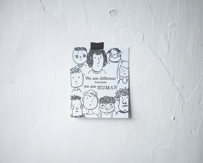 We are Different Because we are Human / Message Card - Cards & Postcards - Paper Black