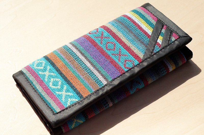 Knit sense canvas wallet / national wind purse / wallet - blue sky, bright colors - Wallets - Other Materials Multicolor