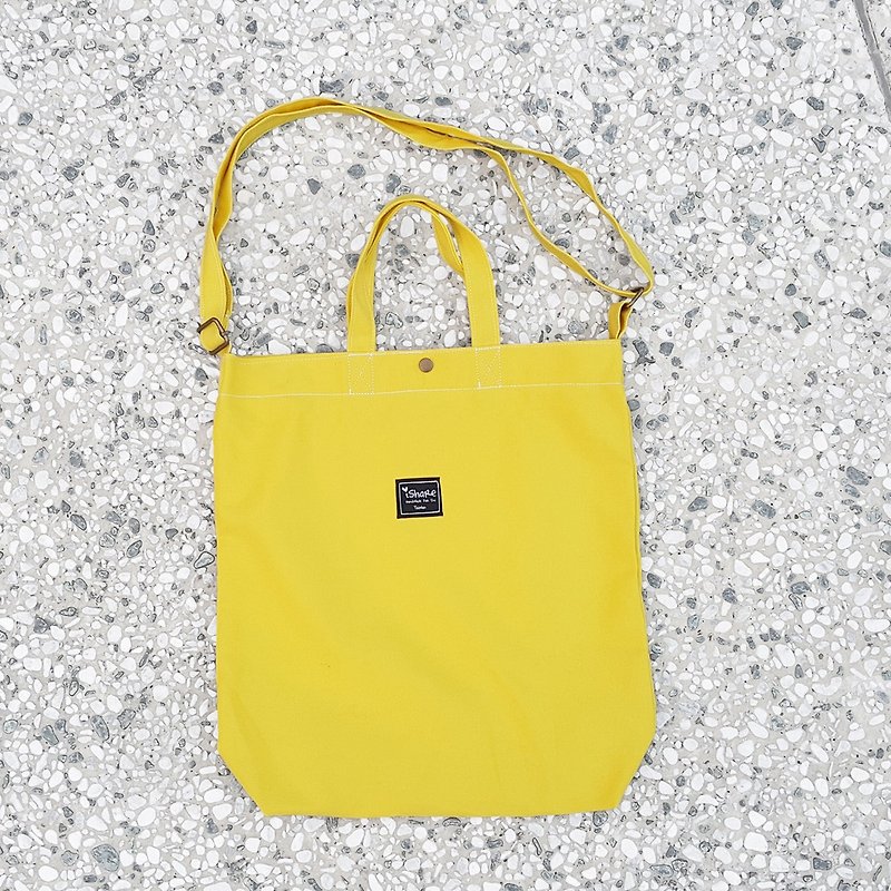 8K with three monochrome tote bag - bright yellow (portable oblique shoulder tutorial / book / messenger bags) - Messenger Bags & Sling Bags - Other Materials Yellow