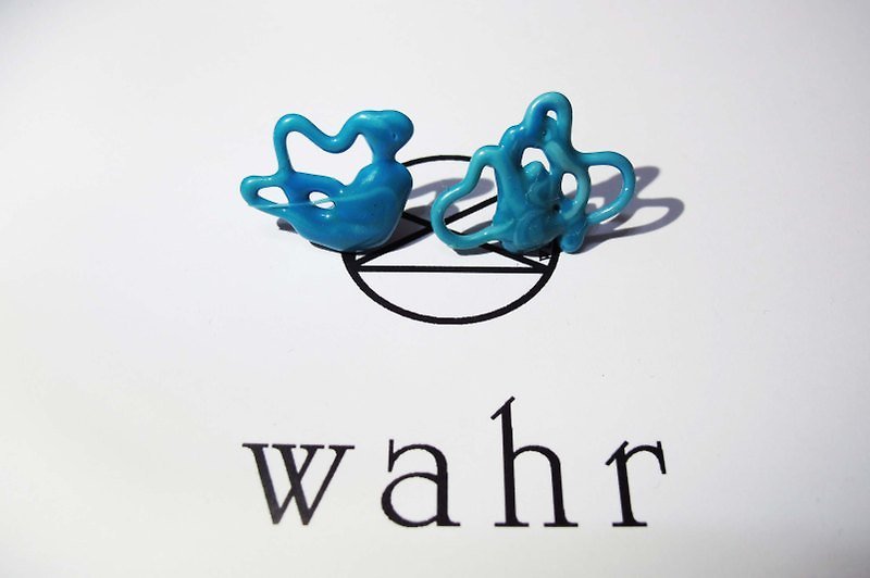 【Wahr】亂糟丘耳環 - Earrings & Clip-ons - Other Materials Blue