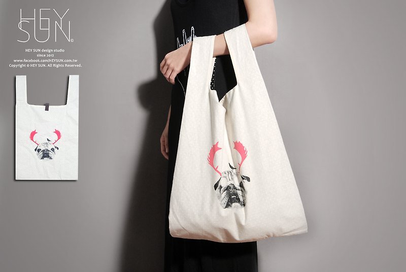【M0160】偽鹿鬥牛犬背心手提包 購物袋 NO.6-60cmx38.5cm - 側背包/斜背包 - 其他材質 