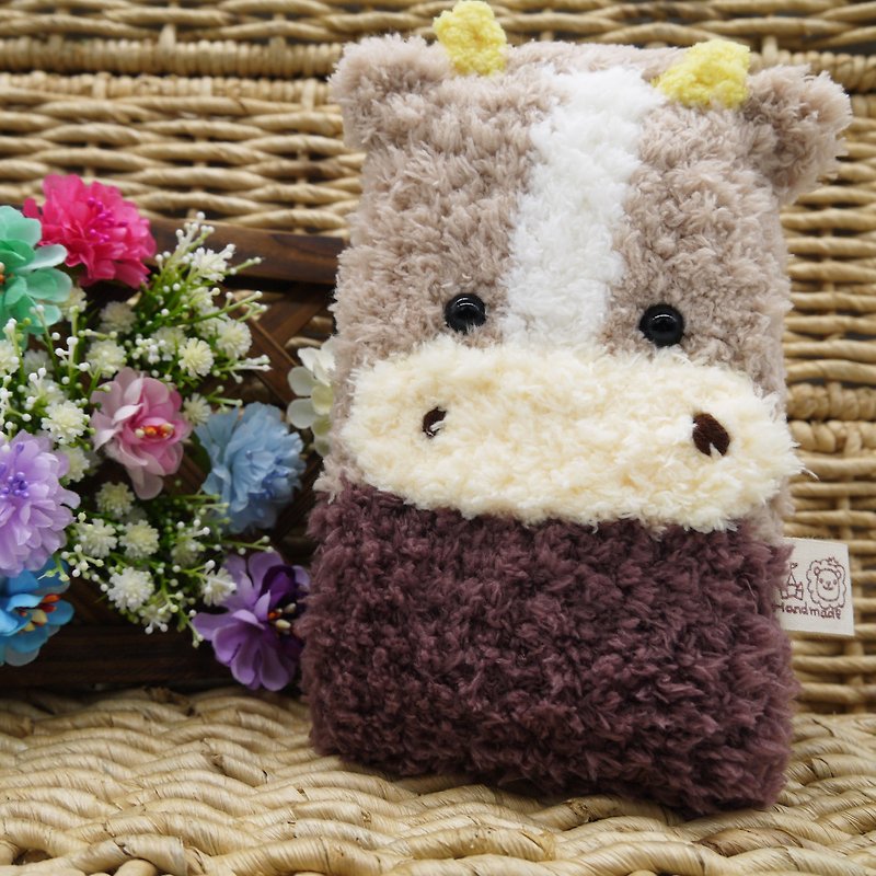 Chocolate Cow-knitted yarn mobile phone bag mobile phone bag iphone Samsung Xiaomi - เคส/ซองมือถือ - วัสดุอื่นๆ สีกากี