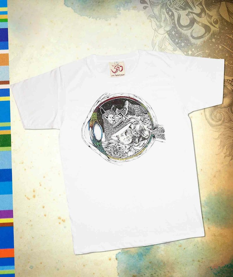 Men's Fitted Travel T-Fantasy World in the Pupil (White) - Men's T-Shirts & Tops - Cotton & Hemp White