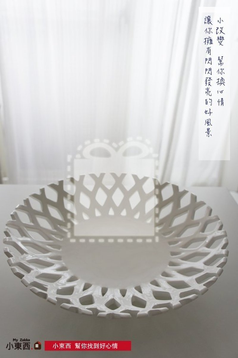 編織設計感瓷盤( 2件一組  M+L ) porcelain plates (M+L 2 in one) - 小皿 - その他の素材 ホワイト