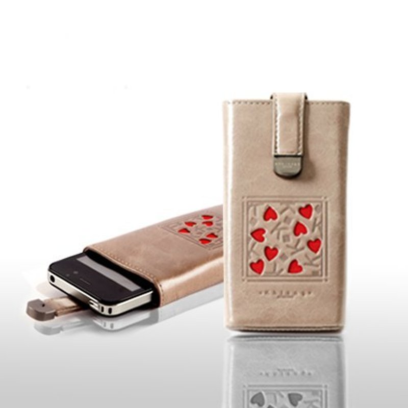 iPhone4 / 4S dedicated phone holster - Premium leather embossed love carved (classic khaki) - Phone Cases - Genuine Leather Khaki