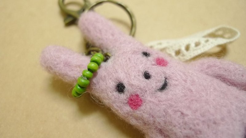 粉紅兔寶-鑰匙圈 - พวงกุญแจ - ขนแกะ 