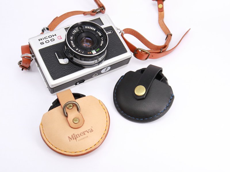 Camera Lens Case Micro-Single Camera Lens Cover - กระเป๋ากล้อง - หนังแท้ สีดำ