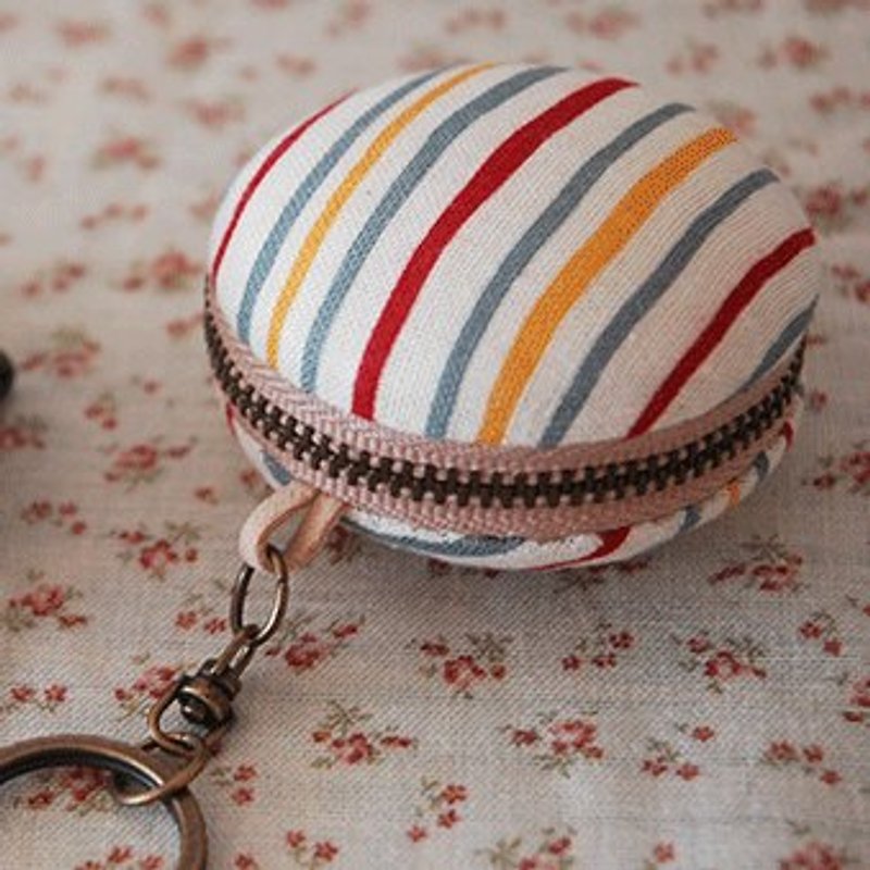 ‧ Macaron color stripe mirror keyring - Charms - Other Materials Yellow