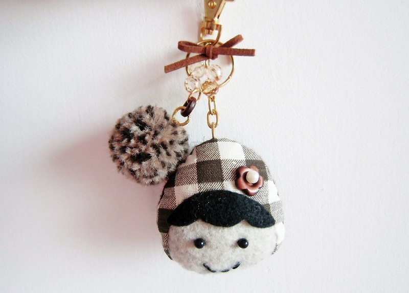 Brown Checkered Doll Charm/Key Ring - Charms - Other Materials 