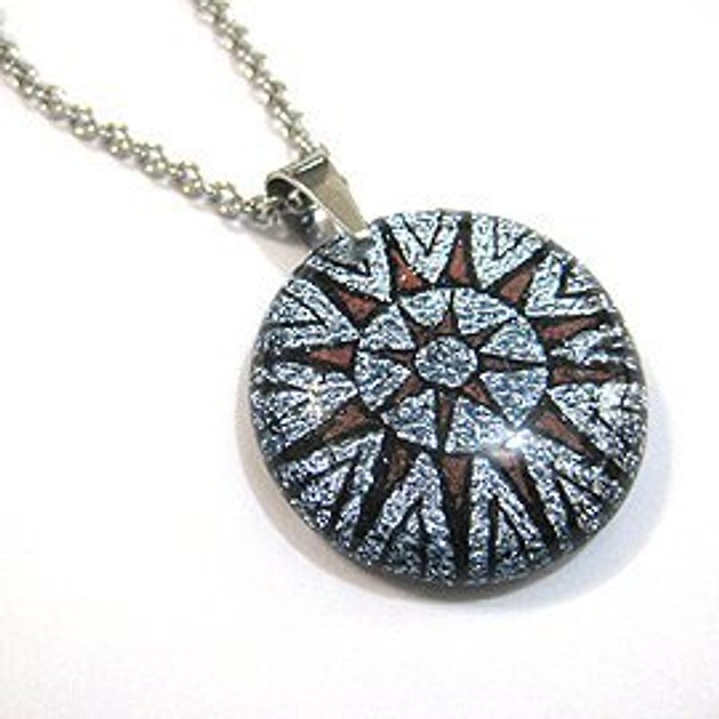 Silver Sun Totem (silver pink / silver blue sheen) - Jewelry Glass - Necklaces - Glass Gray
