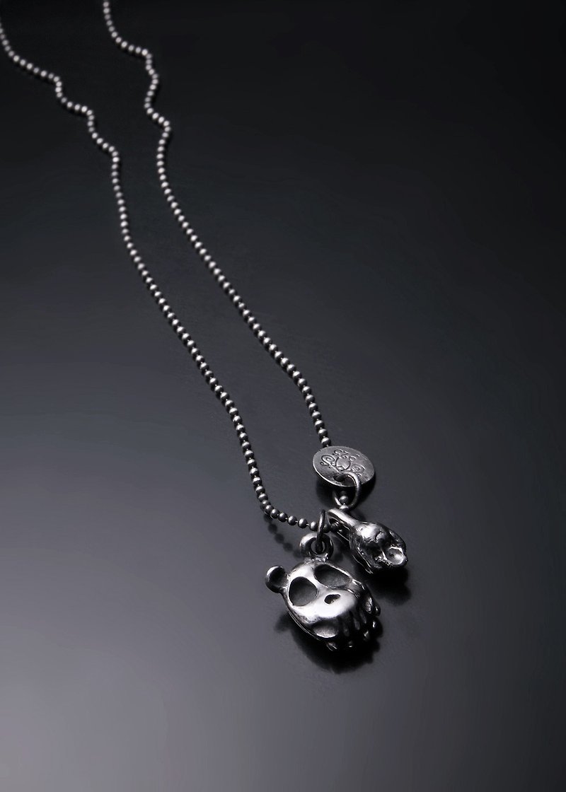 Double Bear&skull_pendant | Skull Bear Pendant Pendant - Necklaces - Sterling Silver Silver