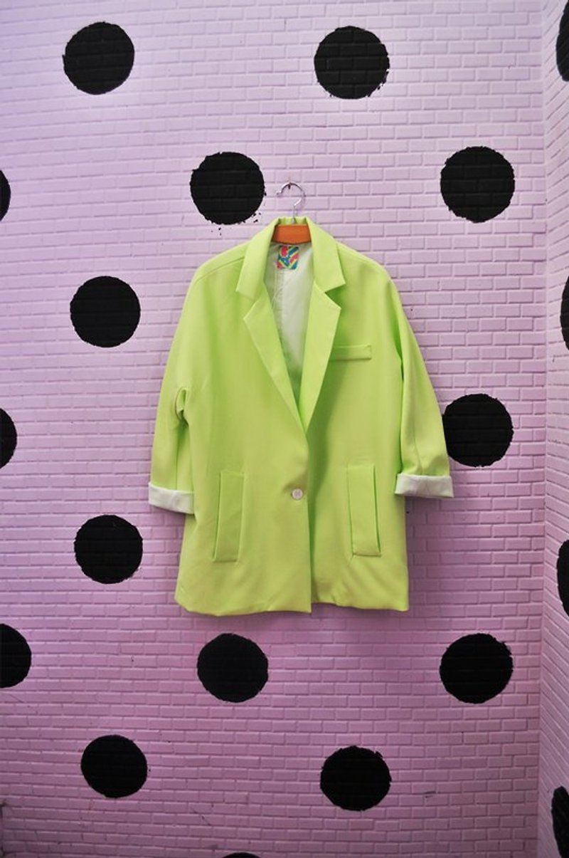 福爾摩斯愛辦案．怪異剪裁螢光春天外套(綠) - Women's Casual & Functional Jackets - Other Materials Green