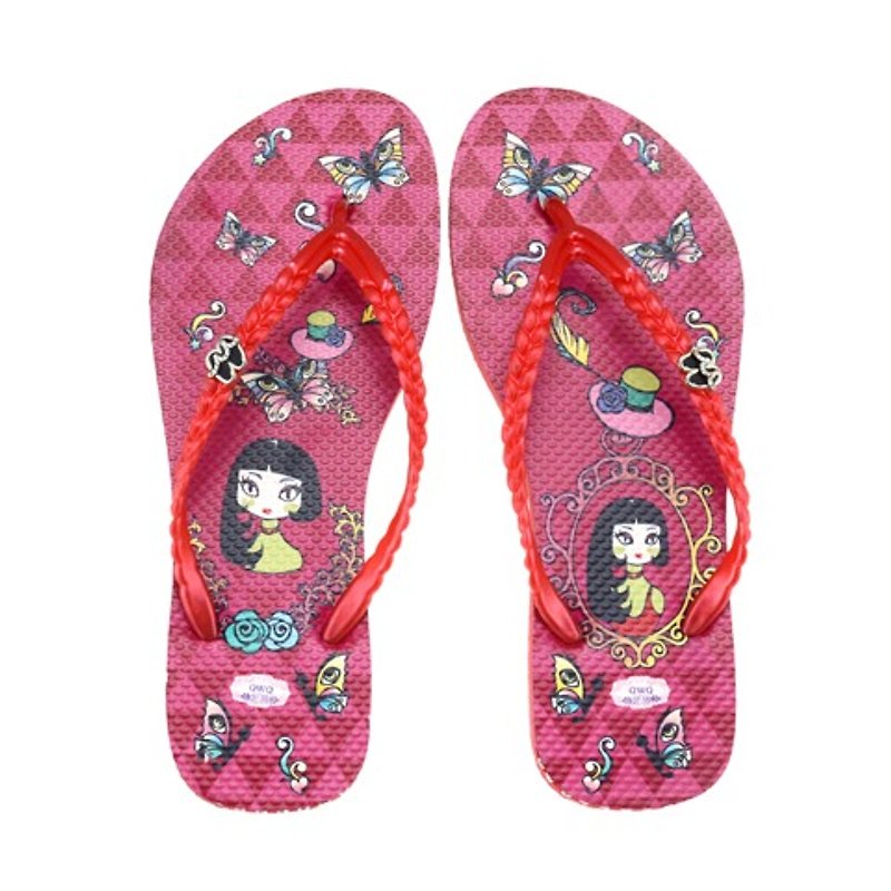 QWQ creative design flip-flops - Meng female [FA0171501] - รองเท้าลำลองผู้หญิง - วัสดุกันนำ้ สีแดง