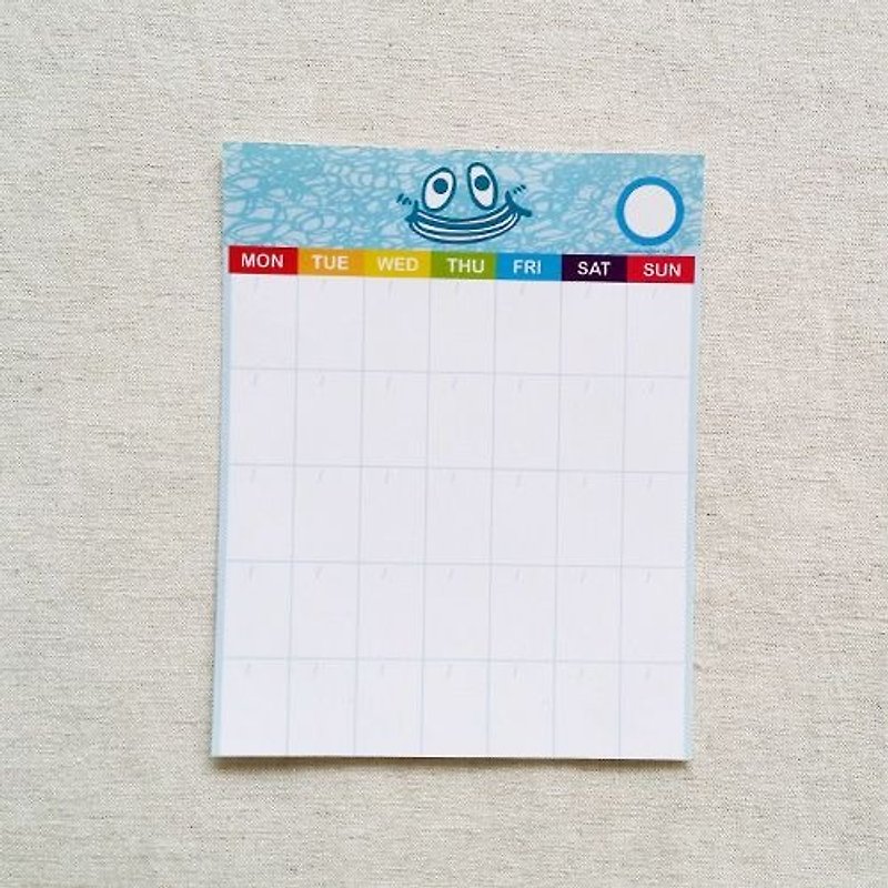 1212玩樂設計 月曆 貼紙 - 毛毛先生 - 年曆/桌曆 - 紙 藍色