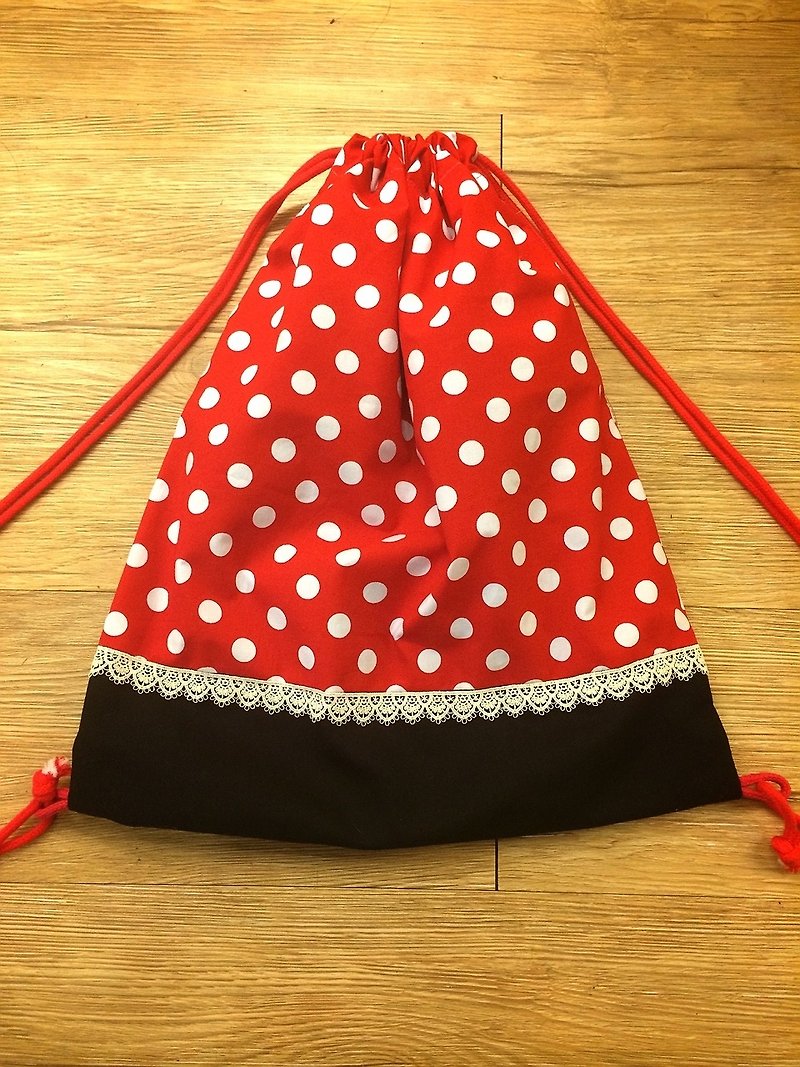 RABBIT LULU 束口袋 束口包 後背包。一種米妮穿搭的概念包 - 水桶包/束口袋 - 其他材質 紅色