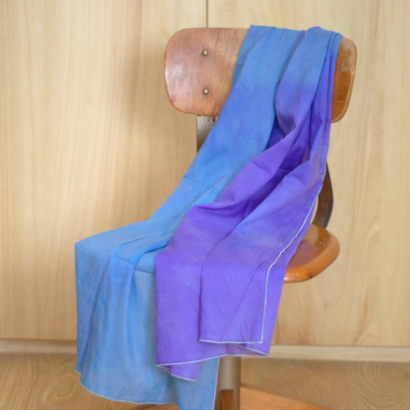 JainJain手工染製花色圍巾/披肩 - 絲巾 - 棉．麻 紫色