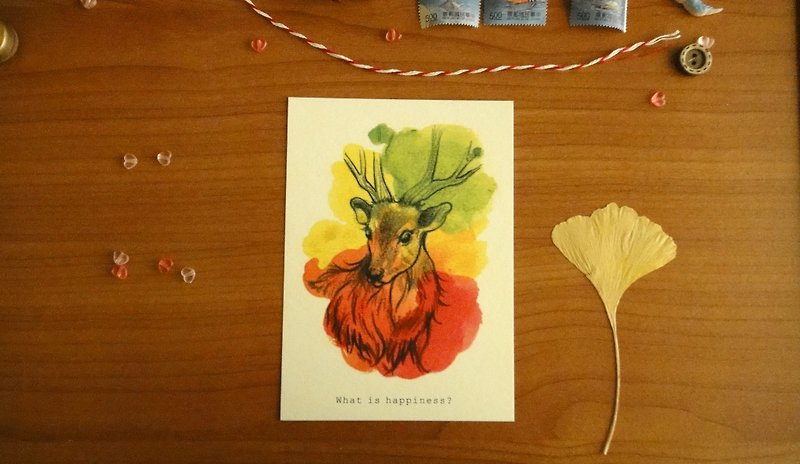 :: Xue Niaoer:: 鹿とサンバルの反射 ポストカード/カード - カード・はがき - 紙 多色