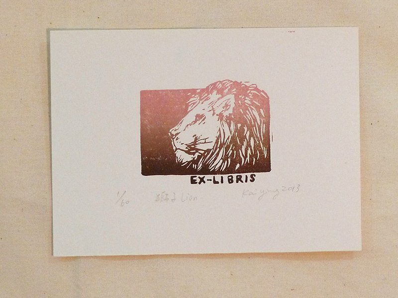獅子lion 藏書票 - 海報/掛畫/掛布 - 紙 粉紅色
