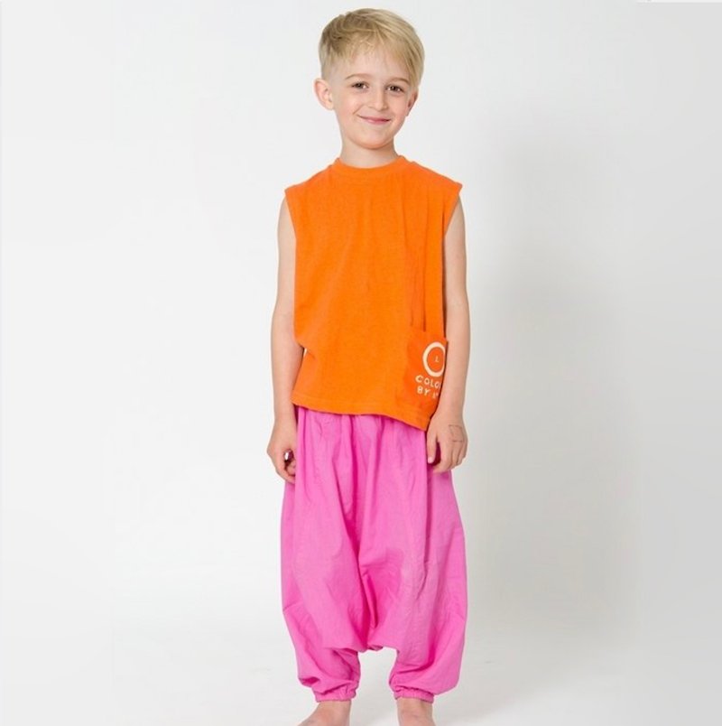 Swedish organic cotton trousers wide trousers parent-child 100cm to 180cm Peach - กางเกงขายาว - ผ้าฝ้าย/ผ้าลินิน สีแดง
