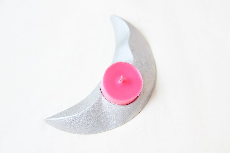 ◤Classic Candle Holder w/a candle- Moon - เทียน/เชิงเทียน - โลหะ สีเทา