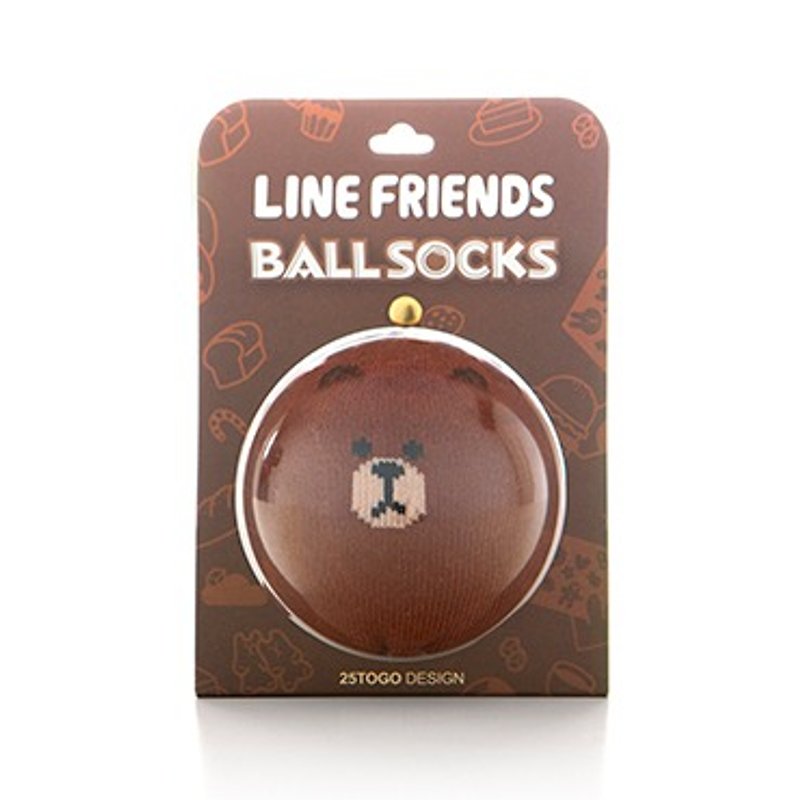 LINE FRIENDS 球襪_熊大一號表情 - 襪子 - 其他材質 咖啡色