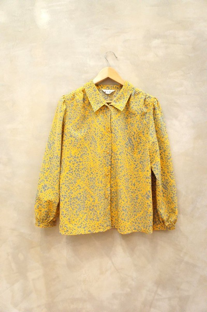 鮮黃灰潑墨花紋 日本古著 襯衫 Bea:Mon  - シャツ・ブラウス - その他の素材 イエロー