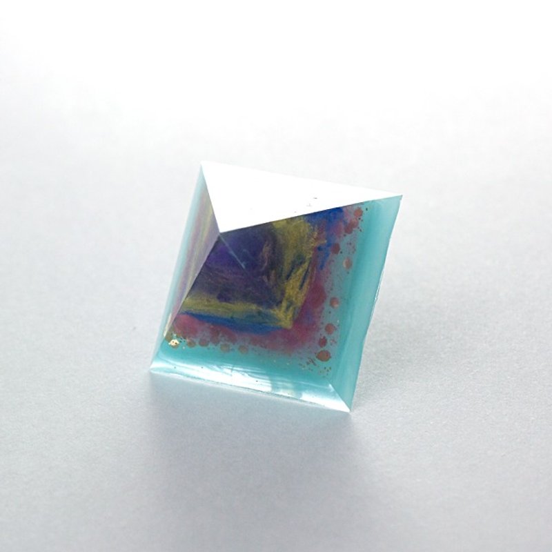 ピラミッドシングルピアス(浸食) - 耳環/耳夾 - 其他材質 藍色