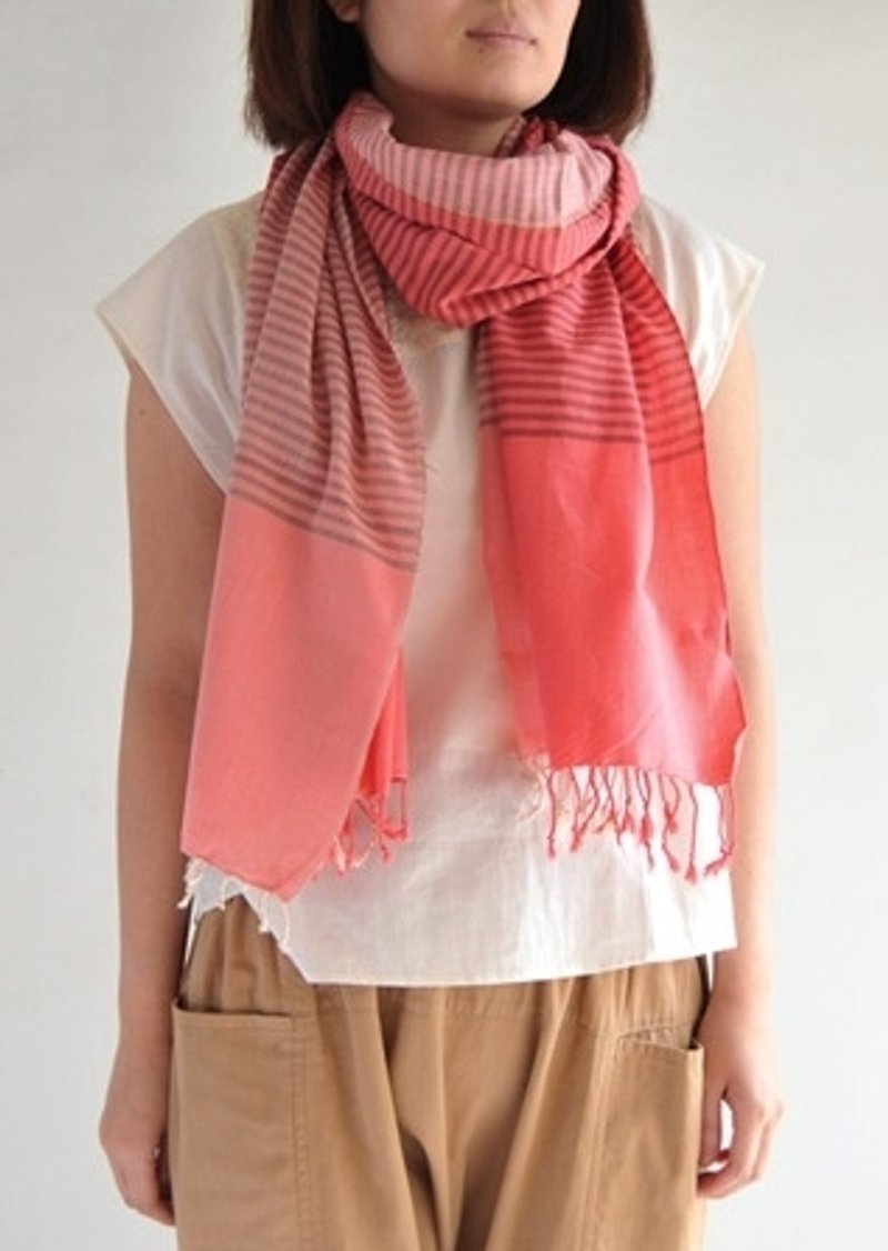 地球樹fair trade-「2014春夏 圍巾系列」-手織棉圍巾 - 絲巾 - 棉．麻 紅色