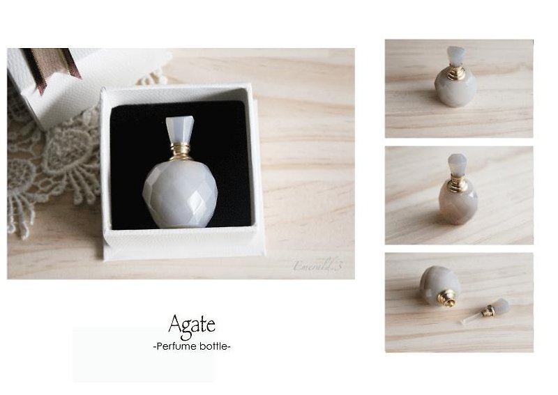 [ 安定之石瑪瑙小香水瓶。Agate Perfume bottle ] - อื่นๆ - เครื่องเพชรพลอย สีเทา
