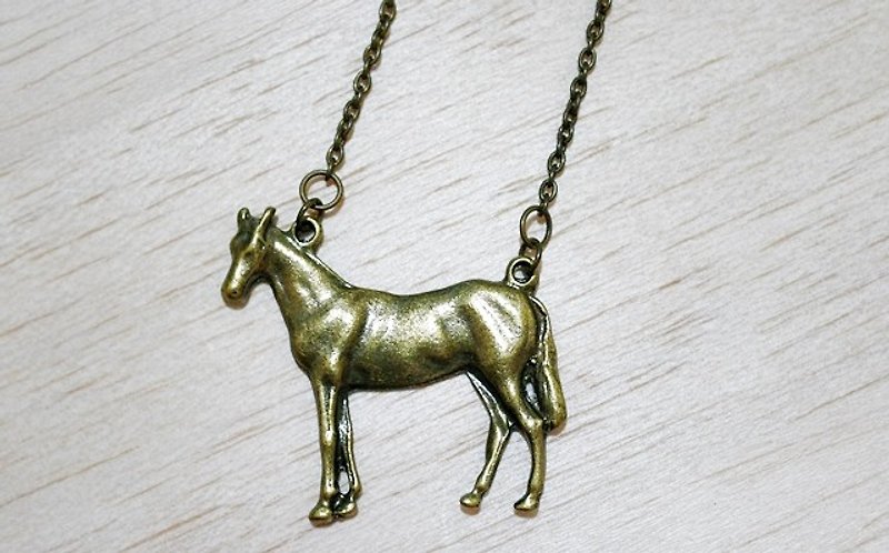 Alloy necklace * horse * - สร้อยคอ - โลหะ สีนำ้ตาล