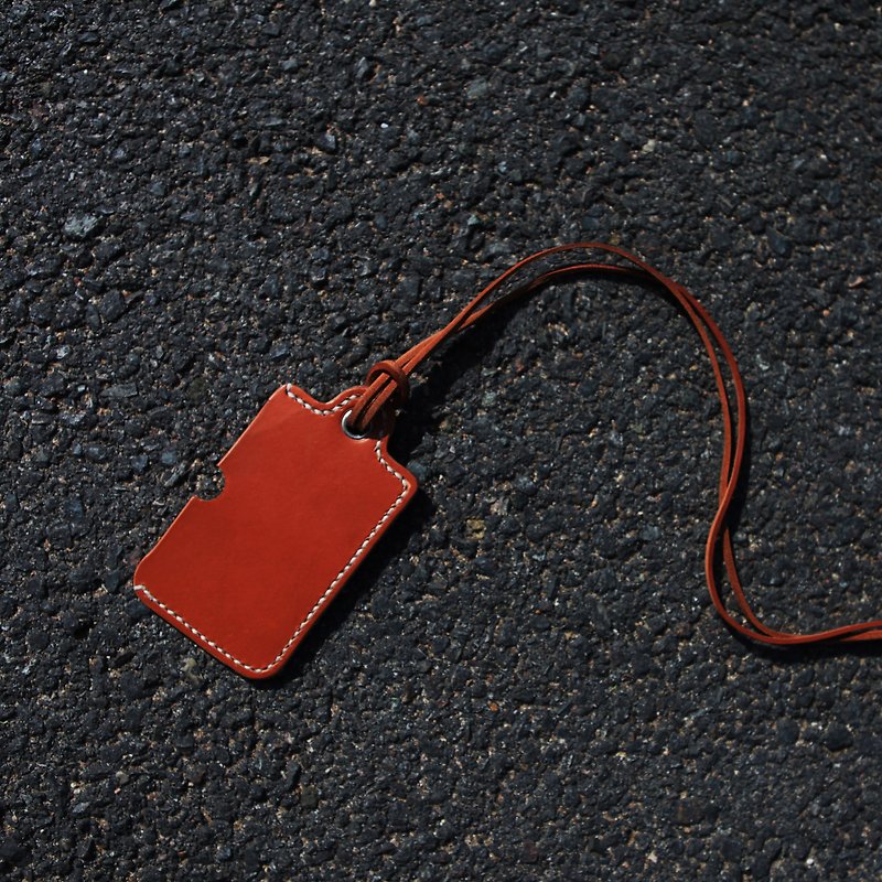 39. The hand-stitched leather card holder / listing / Card Holder / Card Holder - ที่ใส่บัตรคล้องคอ - หนังแท้ สีนำ้ตาล