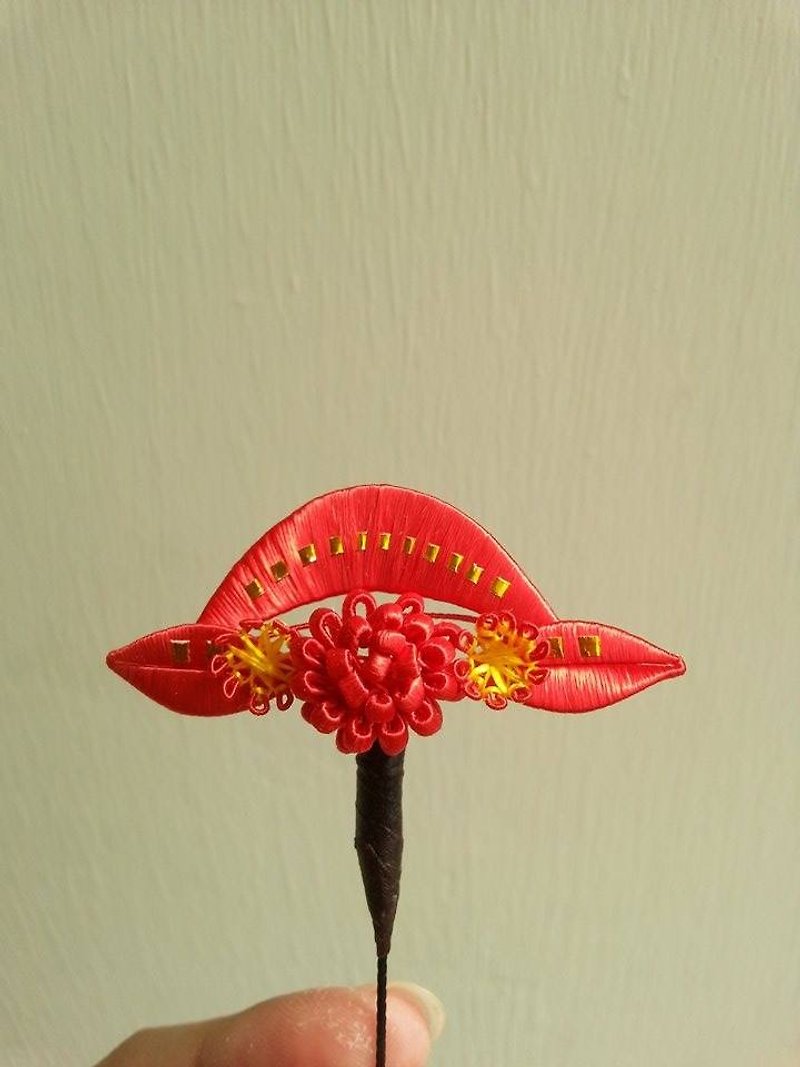 [Chun Zihua] Peony Flower-Wealth and Auspiciousness - Hair Accessories - Silk Red
