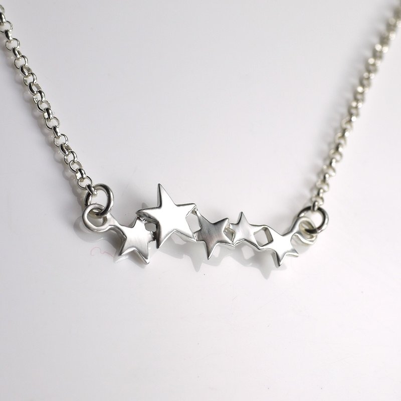 Starry Night - Handmade Star Necklace - Silver Sky Collection - สร้อยคอทรง Collar - เงินแท้ สีเงิน
