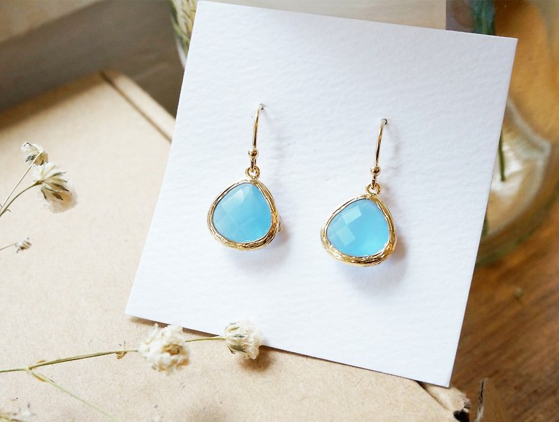 Edith & Jaz • Birthstone Collection - Aquamarine Quartz Earrings (March) - Earrings & Clip-ons - Gemstone Blue