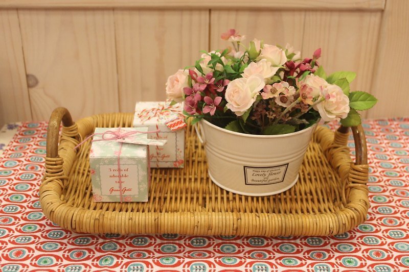 中国名オレタ住む食料品╭* [ZAKKA食料品のスタイルロマンチックなバラ造花ポット群（白）]ピンクの花 - 観葉植物 - 金属 ピンク