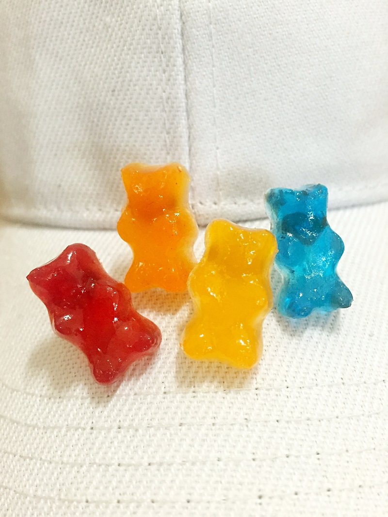 QQ Bear Gummy Earrings (single ear sale) (can be changed to Clip-On) - Earrings & Clip-ons - Clay Multicolor