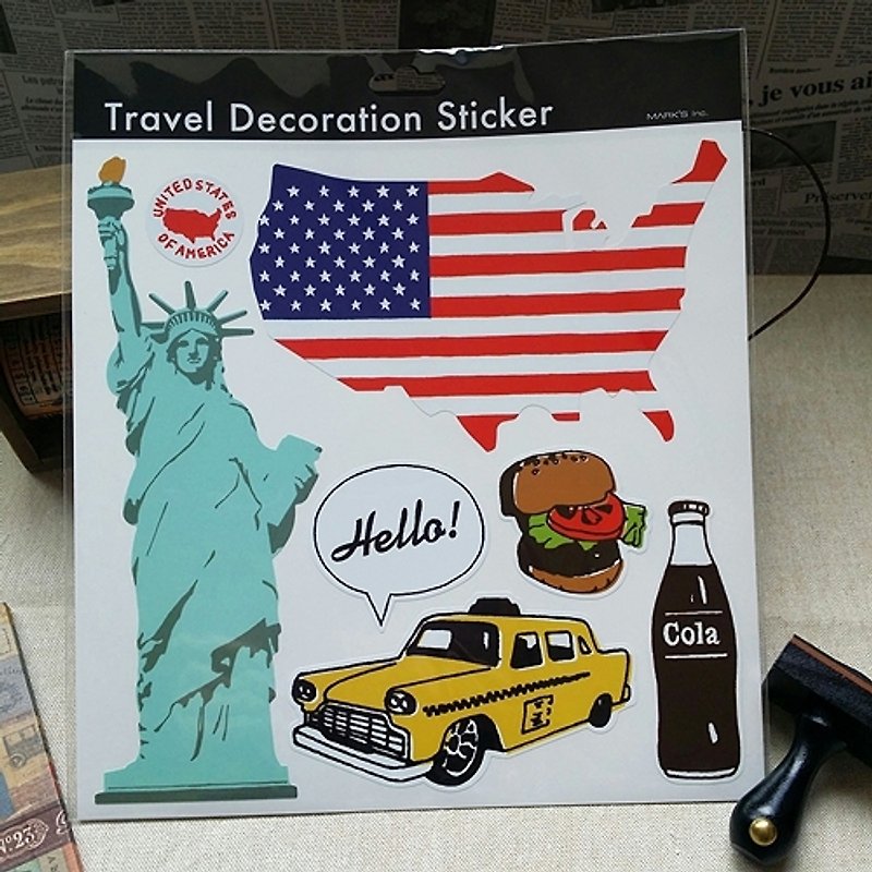 日本 Marks 旅行裝飾貼紙【自由美國 (STK-TD1-L)】行李箱裝飾