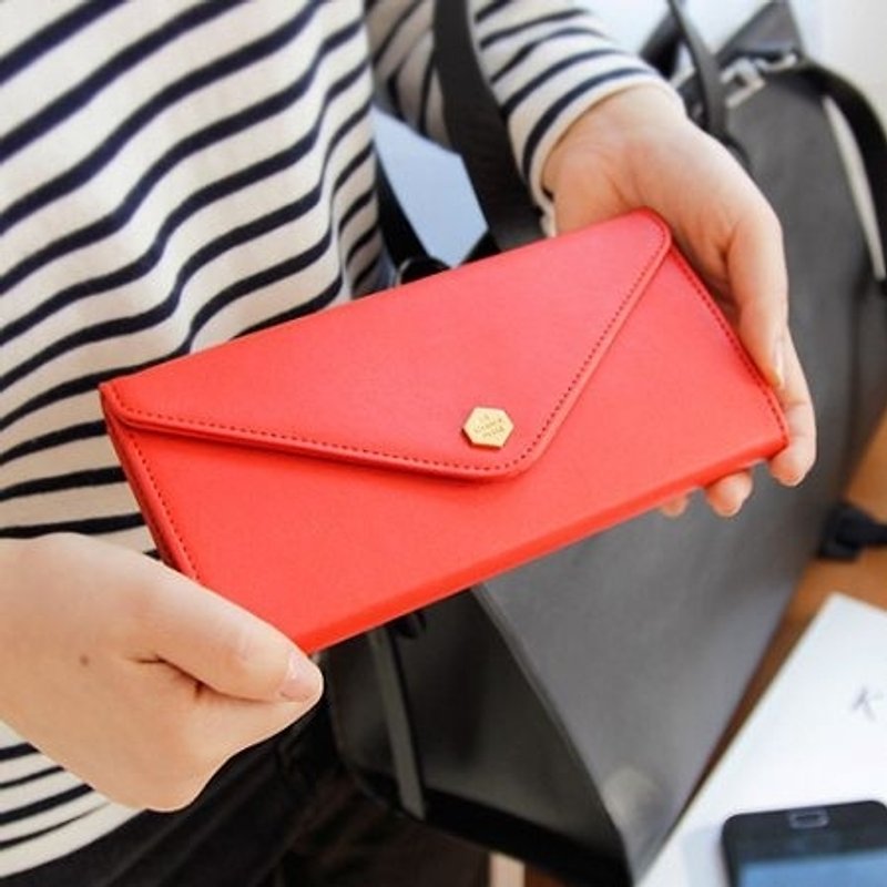 Dessin x Iconic- envelope bag Universal 3C wallet V2- red, ICO80619 - กระเป๋าสตางค์ - วัสดุอื่นๆ สีส้ม